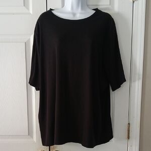 Nine West soft spun blacked ribbed short sleeve top Sz 3X NWOT